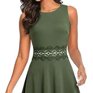 HOMEYEE Women's Sleeveless Cocktail A-Line Embroid